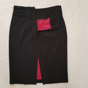 White House Black Market Black Pencil Skirt Red Lining Size 00